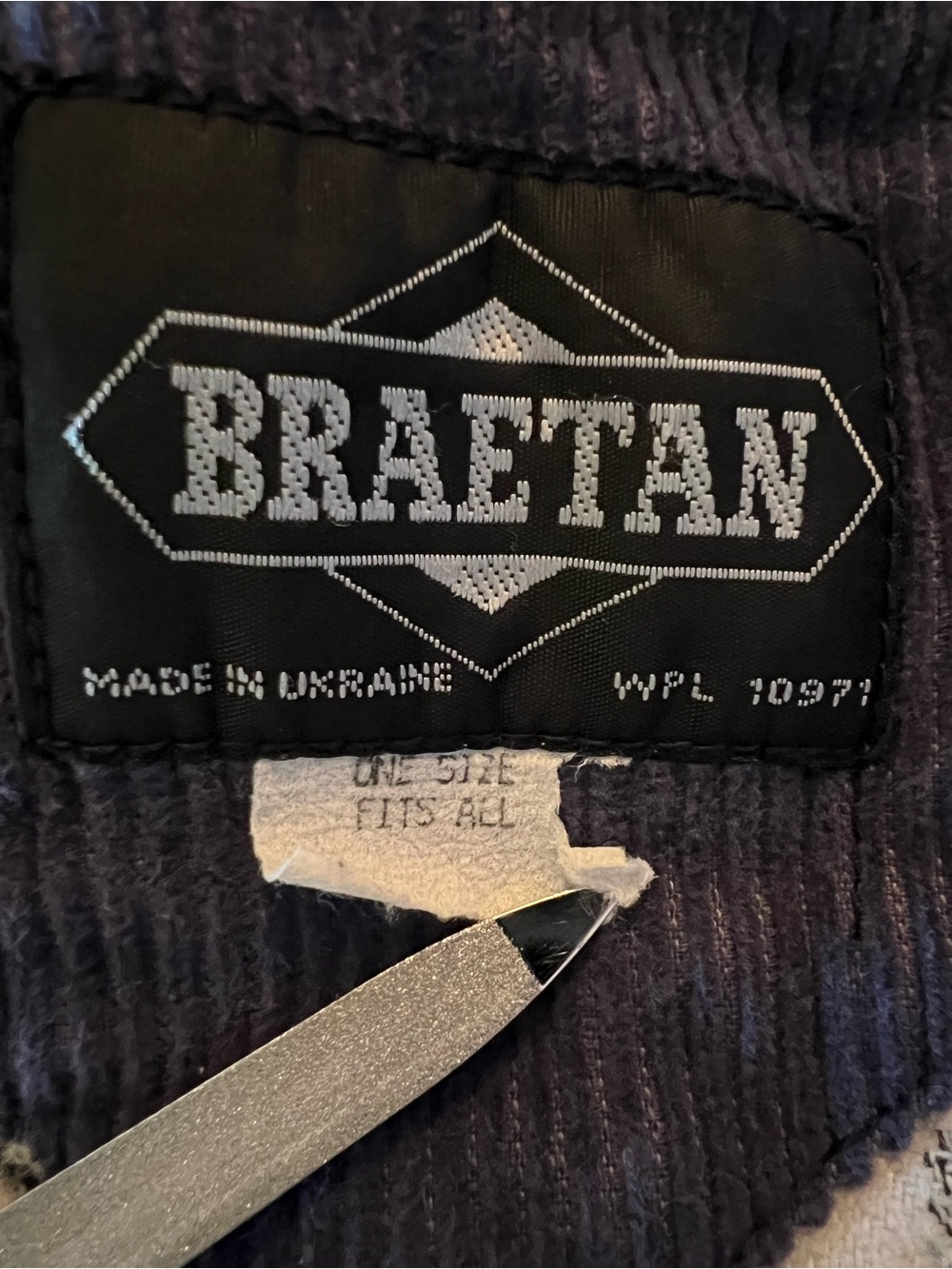 💙Braetan Blue Corduroy Utility Jacket with Plaid Sleeves • Vintage - Picture 3 of 6